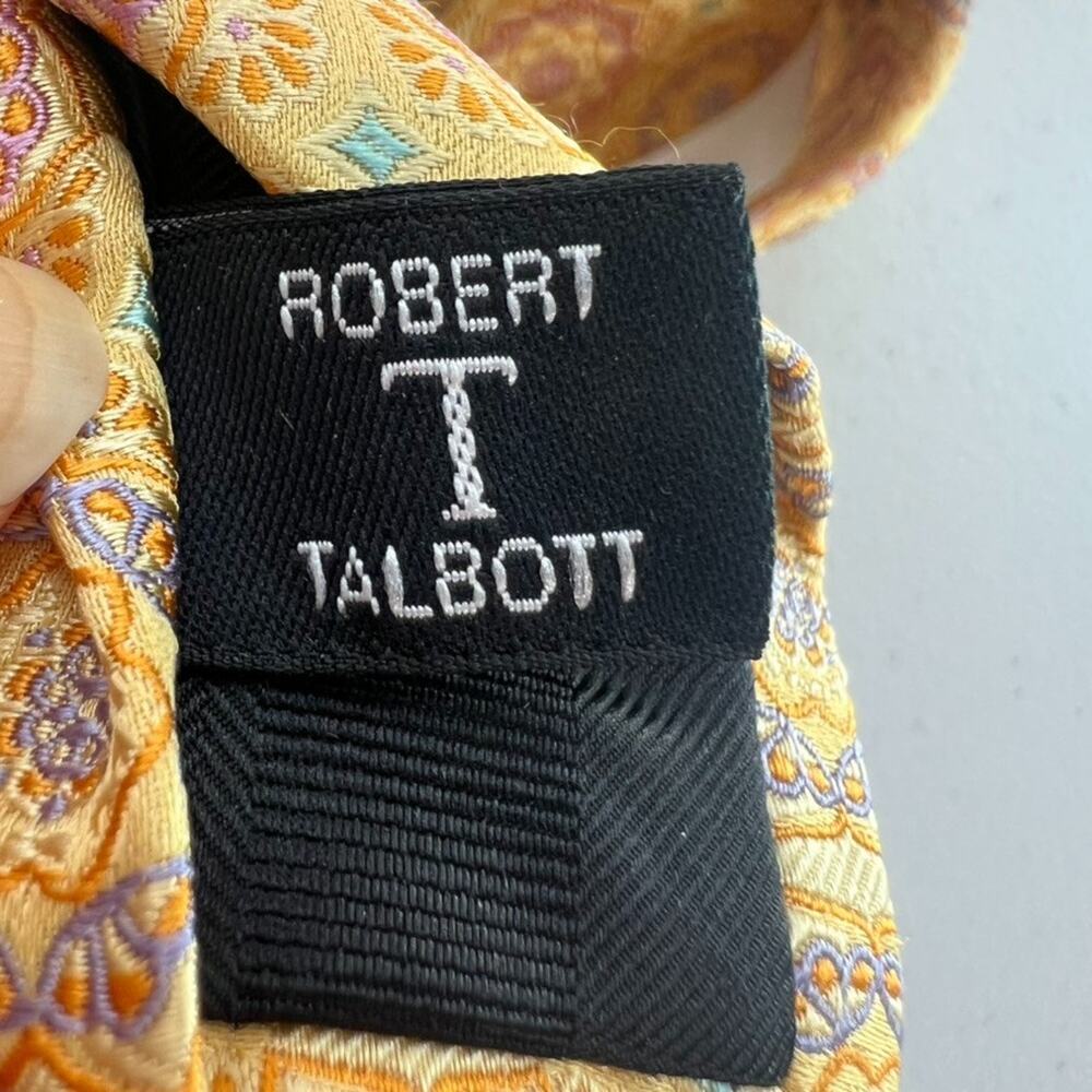 Robert Talbott Carmel Silk Tie Best of Class Hand Sewn Finest Silk Gold Floral - Picture 4 of 9